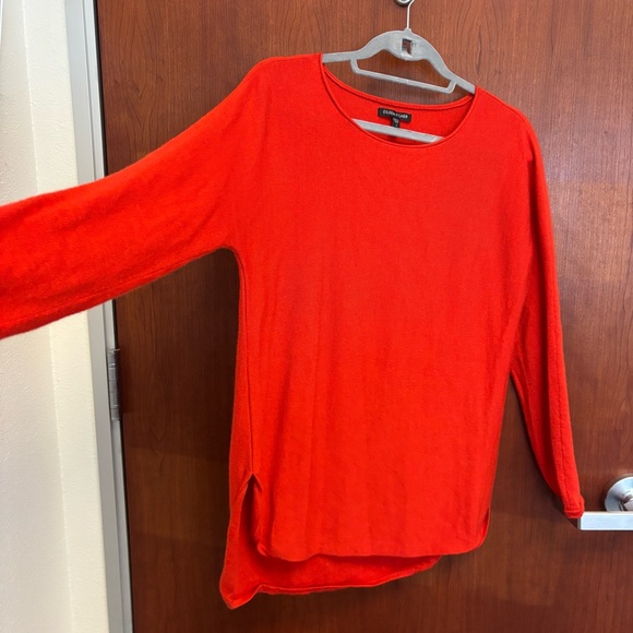 Eileen Fisher Merino Wool Red Orange Knit Longline Tunic Sweater Top - Picture 3 of 11